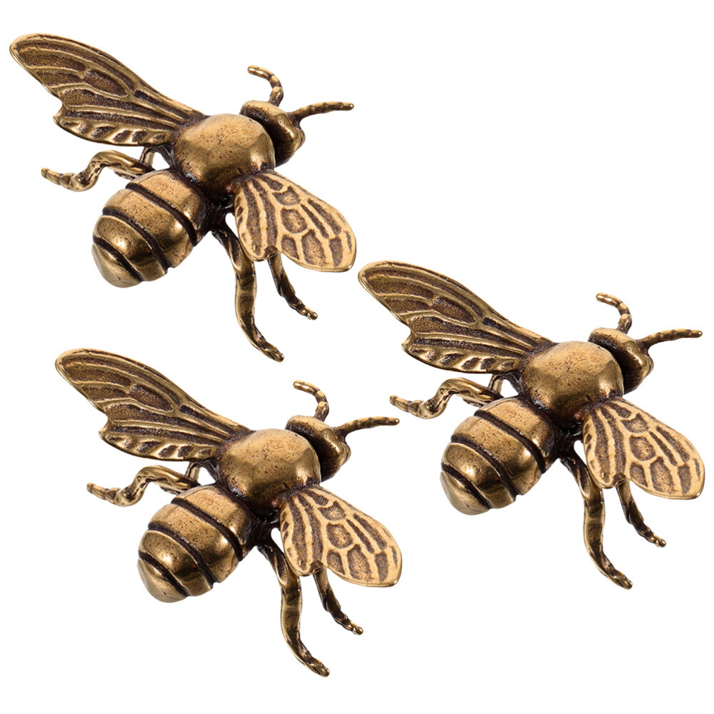 3 Pcs Large Bronze Bee Figurine Bees Unique