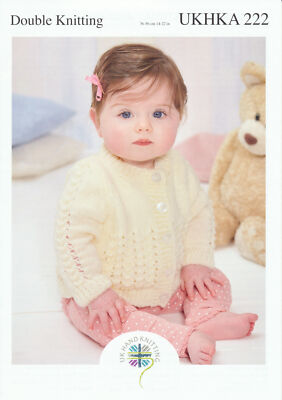 UKHKA 222 Double Knit DK Strickmuster Baby Spitzen Cardigan Weste & Pullover