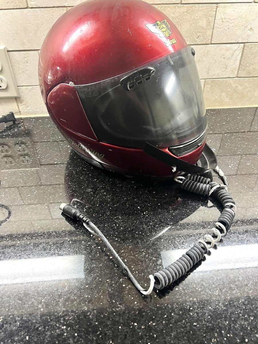 arai full face helmet goldwing black and grey Vintage ARAI DOT Helmet Honda Goldwing Dz Lg Headset Wired Read description