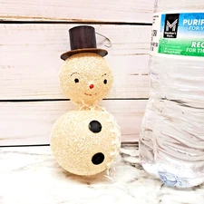 Vintage DE CARLINI Mouth Blown Glass Snowman Christmas Ornament