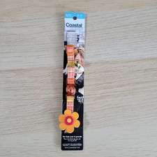 Coastal Cat Adjustable Breakaway Collar Size 8" - 12" Safety Orange Flower NEW