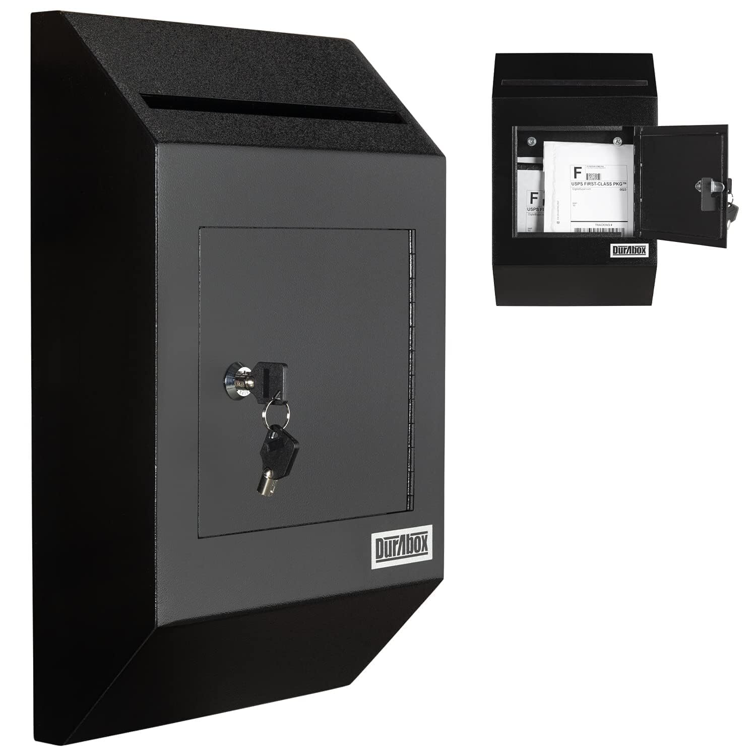 Heavy Duty Wall Mount Locking Deposit Drop Box Safe W300 black For Receiving L