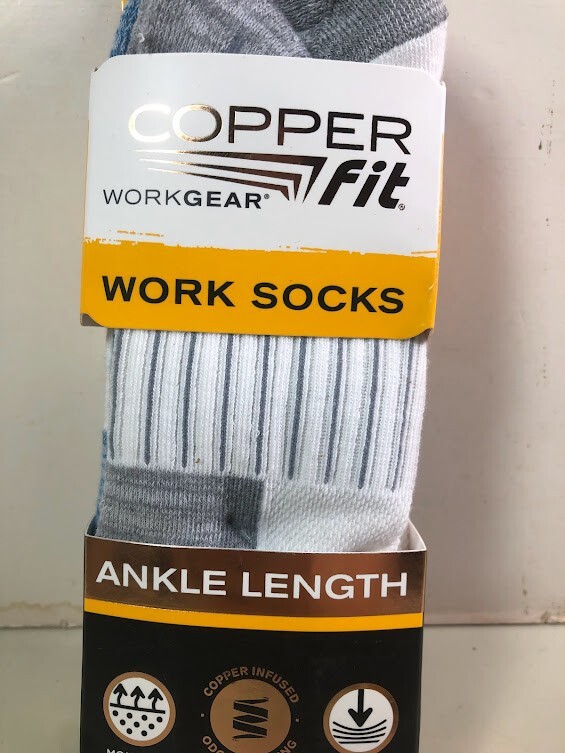 Copper Fit Infused Sport Ankle Socks 3 Pair White Size L/XL (M 912 W