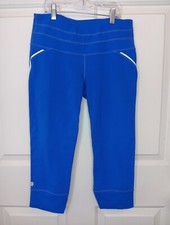 Athleta Relay Leggings Women's Size Small Blue Cropped Yoga Pants Reflective EUC