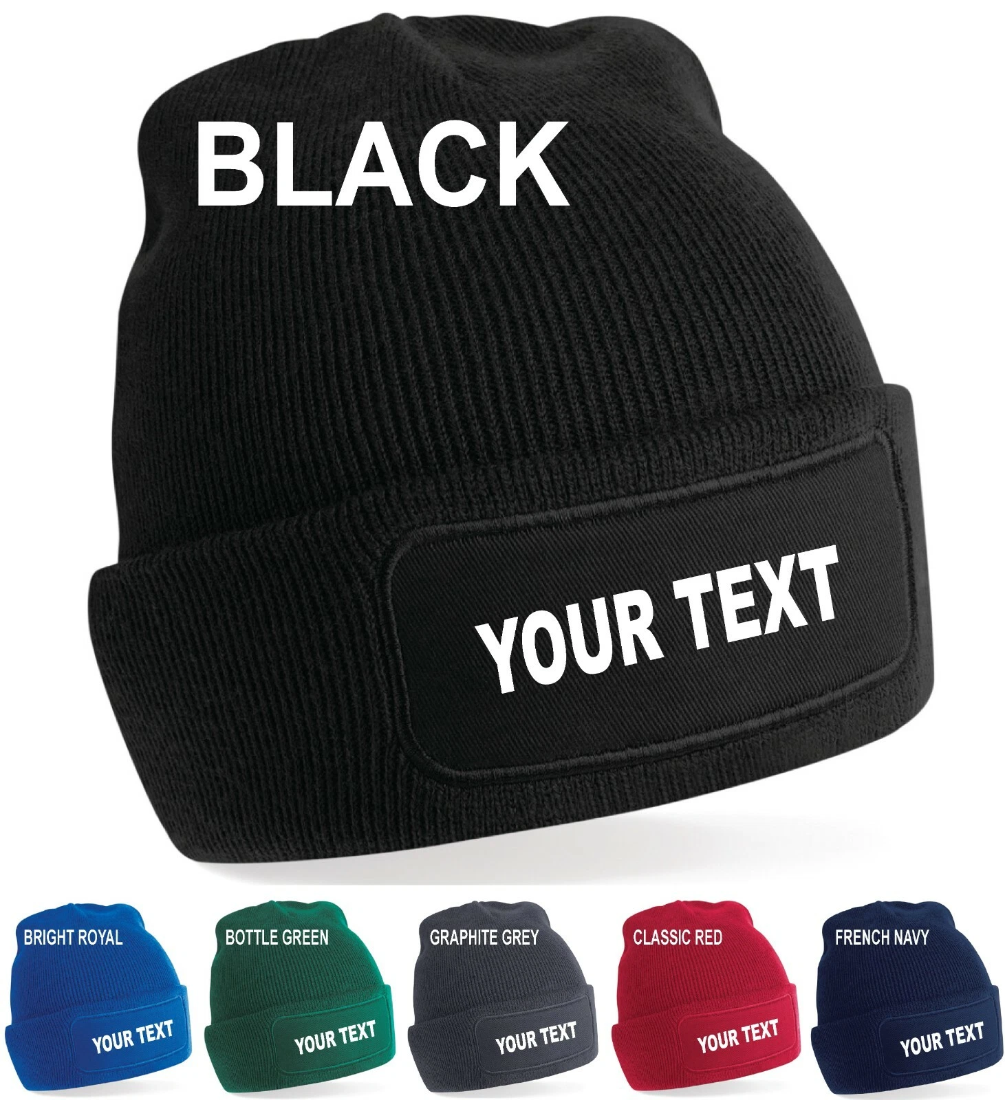 Personalised Winter Beanie Add Text Name Boys Girls Unisex Birthday Gift Hat Cap
