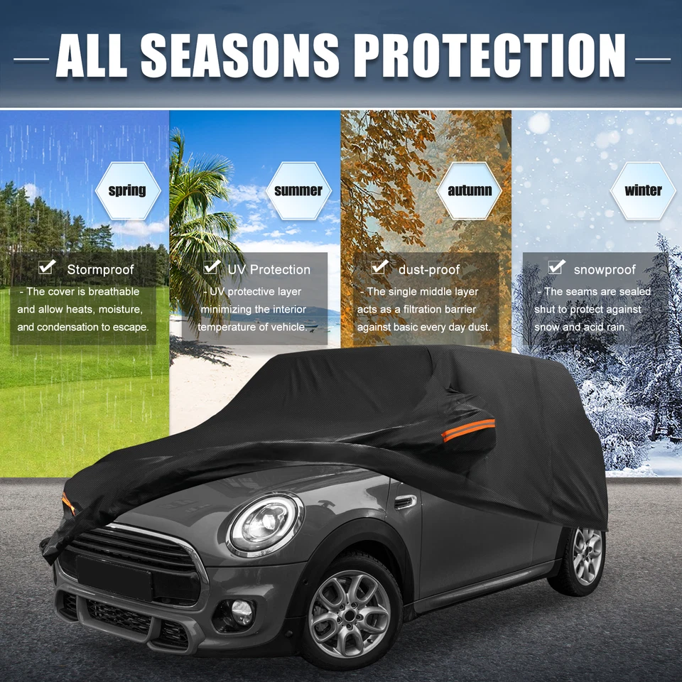 Cubierta de coche Oxford 210D-PU impermeable para Mini Cooper 2 puertas 2002-2021 cremallera de puerta Foto 2 de 4