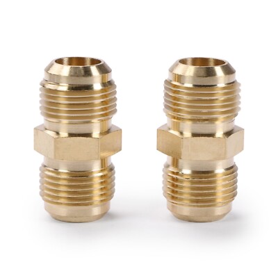 U.S. Solid 2pcs Brass Pipe Fitting Male Tube Coupler, 5/8'' Flare x 5/8'' Flare