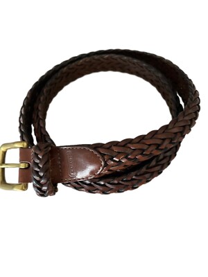 Coach Brown Braided Leather Belt Classic Designer Women size 36 minimalist boho Coach Women main image 2