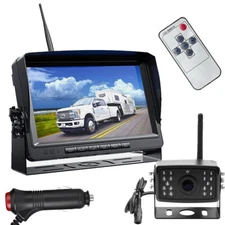 Digital Wireless Backup Camera 7" Quad Monitor DVR 4CH for Truck Caravan 12V-24V