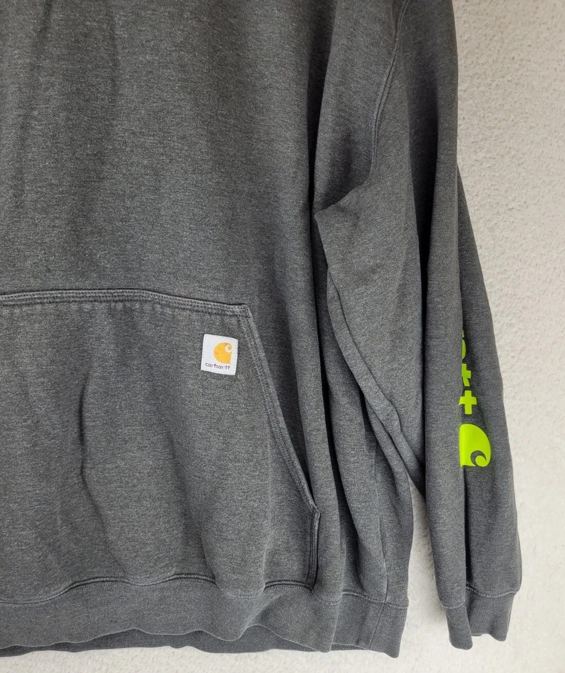 VETEMENTS Carhartt Workwear Felpa con Cappuccio Uomo 2XL Grigio Foderata in Pile Vestibilità Originale Logo Scritto