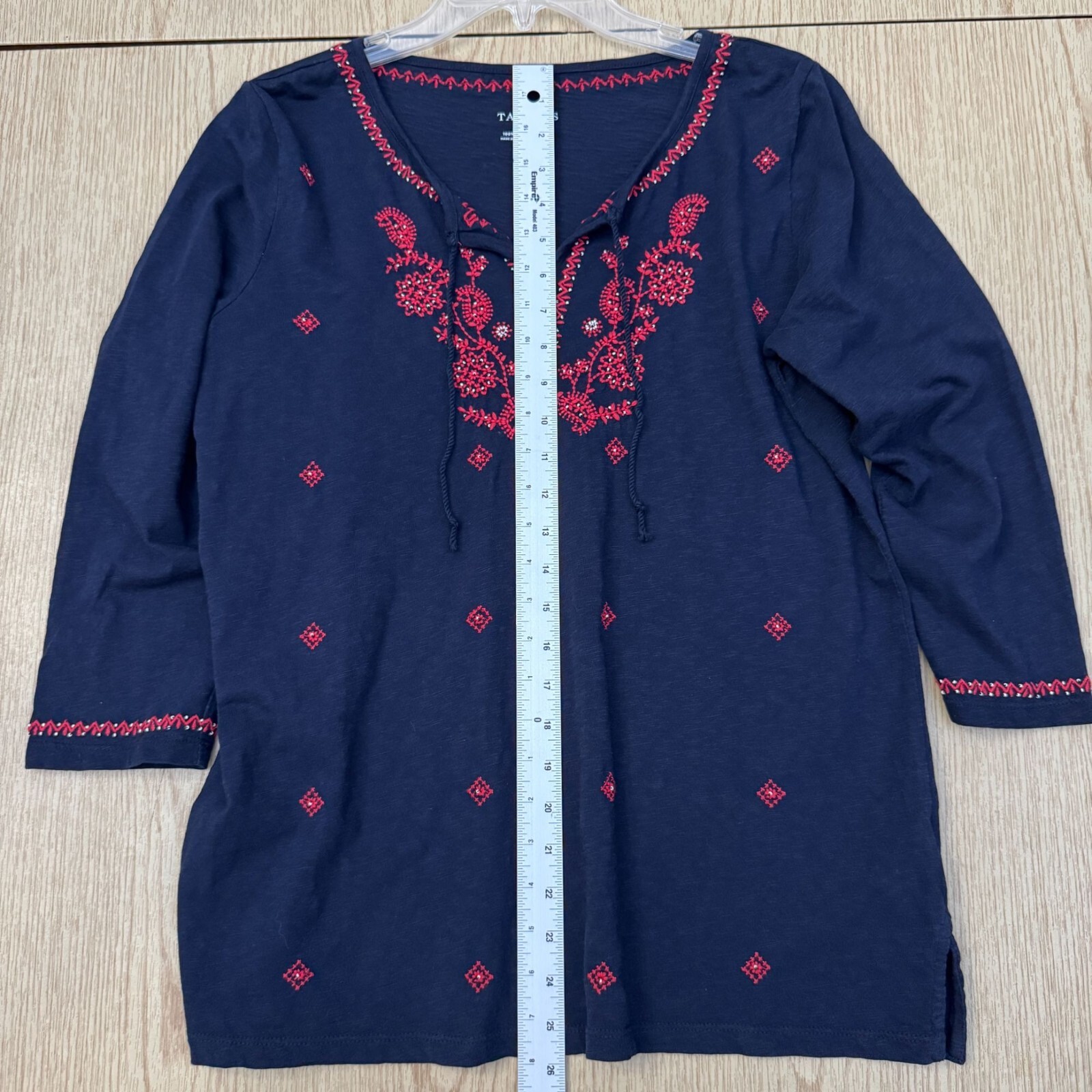 Talbots Cotton Tunic Top Embroidered Split Neck L… - image 5