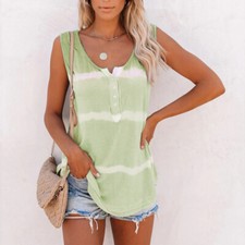 Womens Tie Dye Sleeveless Vest Summer Tank Tops Ladies Casual Loose Cami Tee UK