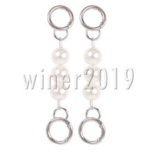 Silver Alloy Bag Replacement Purse Pearl Extender Decoration 5.51 Inch Pack of 2