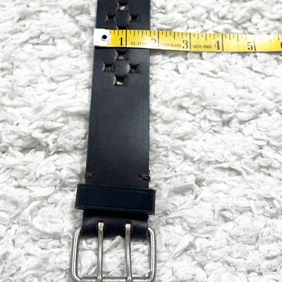 Express Vintage Perforated Brown Leather Belt Silver Buckle Medium Adjustable Express Vintage Perforated Brown Leather Belt Silver Buckle  main image 4
