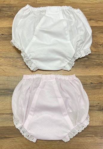 Vintage Pink & White Eyelet Ruffle Bloomers New ICM Double Seat Panty Size 6 - Picture 5 of 8