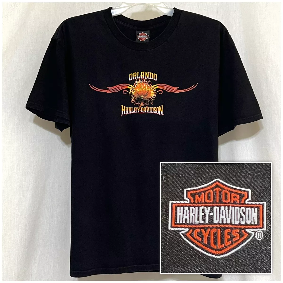 Sz 2XL HARLEY DAVIDSON Men’s Short Sleeve Orlando Florida Black Cotton T Shirt