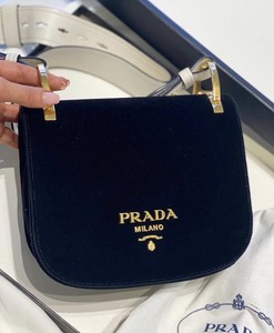 prada black velvet bag