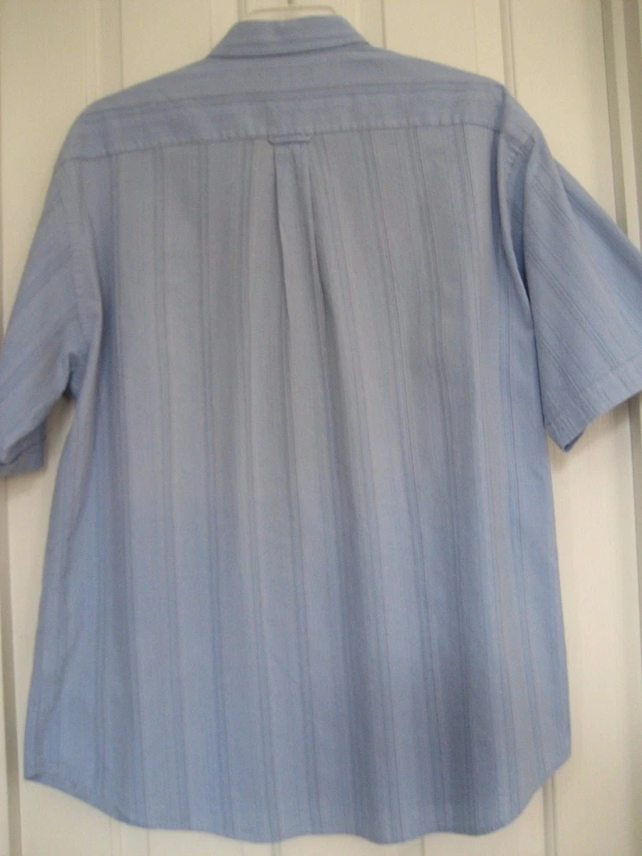 Para Hombres XL Azul Textura Rayas SALTAIRE Vestido Informal Vestido CAMISA S/S Bolsillo con Botones Foto 3 de 4
