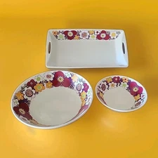 60's Figgjo Flint Turi GRAMSTAD Maja Mexico HTF Pattern 3pc Platter Bowl Set