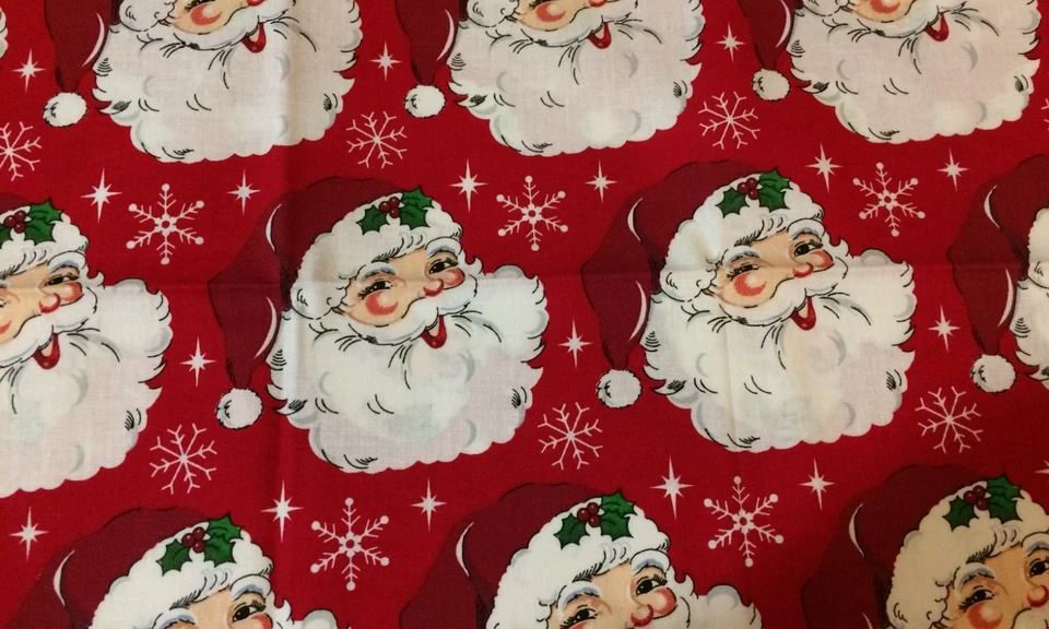 ТКАНЬ Happy SANTA FACE & SNOWFLAKES Fat Quarter 2016 праздничное Рождество отличное качество - Изображение 4 из 4