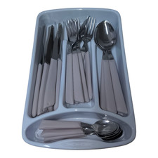 Servizio Posate completo 24Pezzi per tavola di 6 persone manico rosa in Acciaio