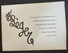 art postcard OS Fernand Leger Paris  Sidney Janis NYC gallery invitation 1985