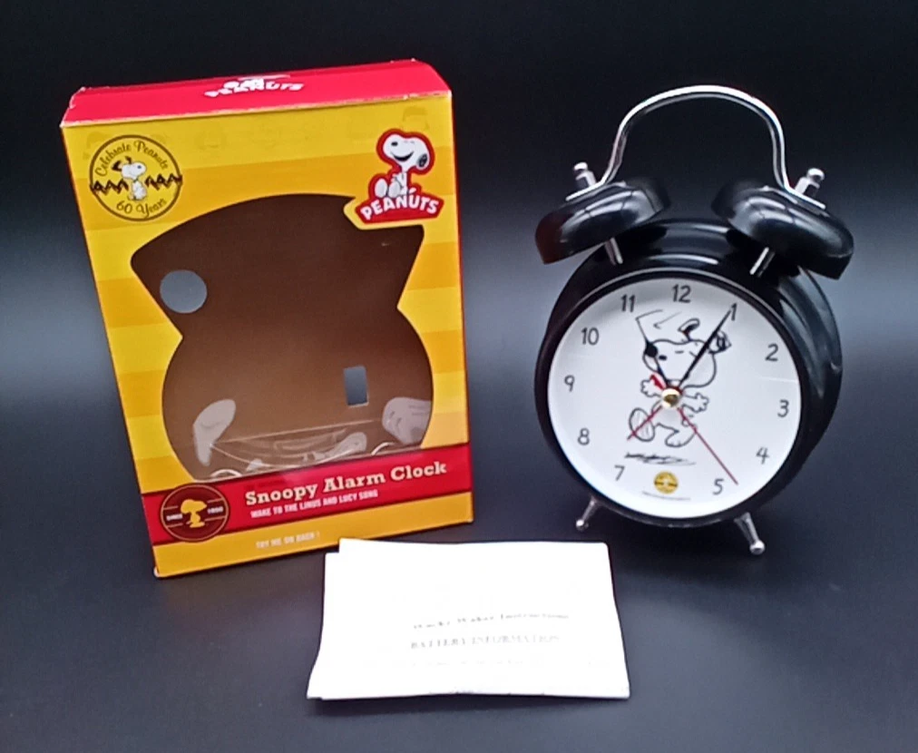 Vintage Réveil Alarme Snoopy Peanuts Blister Remontoir Oclock Cloche