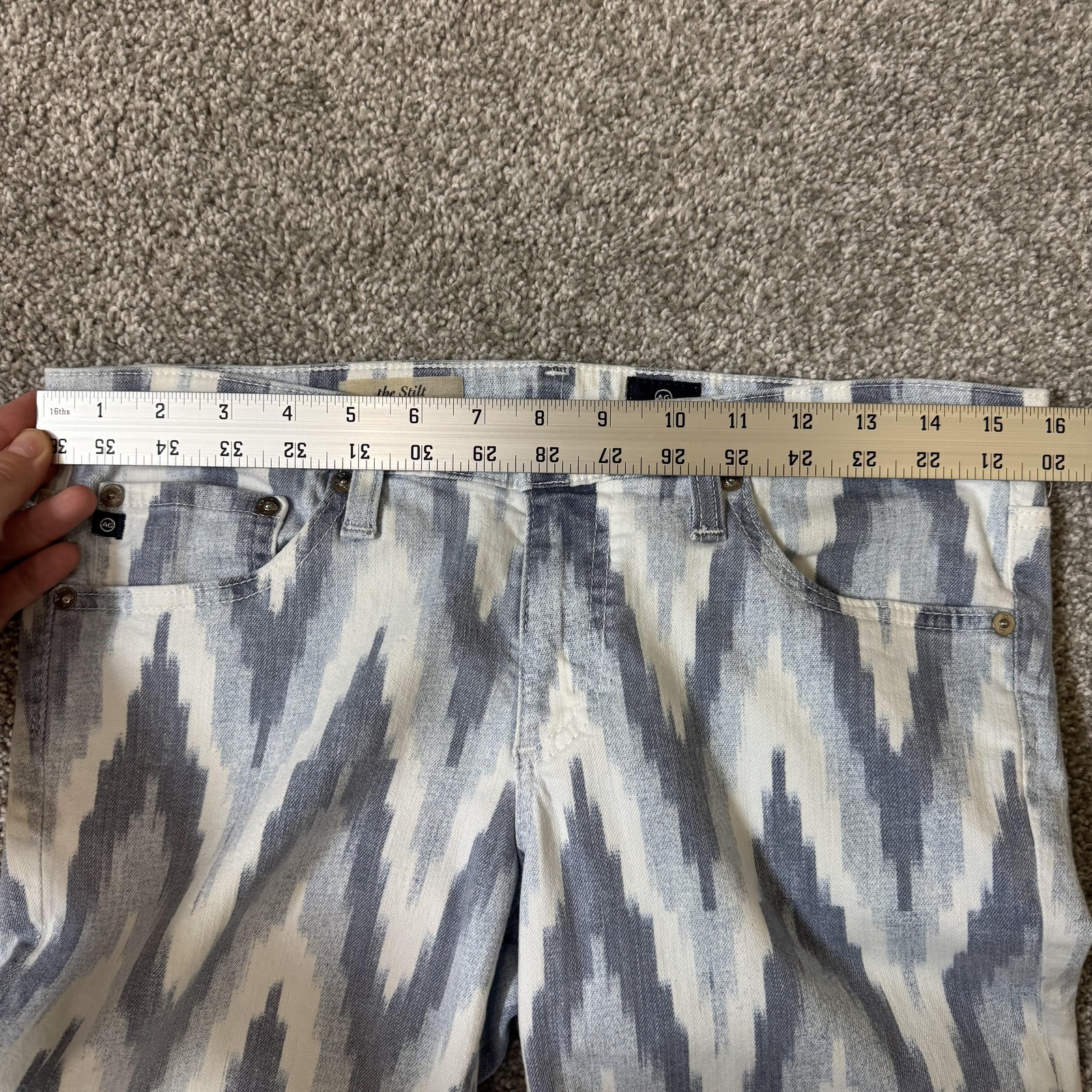 AG Adriano Goldschmied Jeans Womens 30R Blue Ikat Stilt Cigarette Skinny USA thumbnail 14