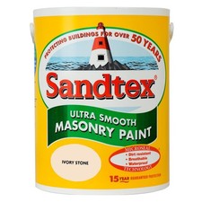 Sandtex 5 Litre Ivory Stone Ultra Smooth Masonry Paint Home Wall Exterior Paint
