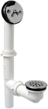 White Plastic Trip Lever Bath Waste Drain - Fits Most Tubs Up to 16" Deep -