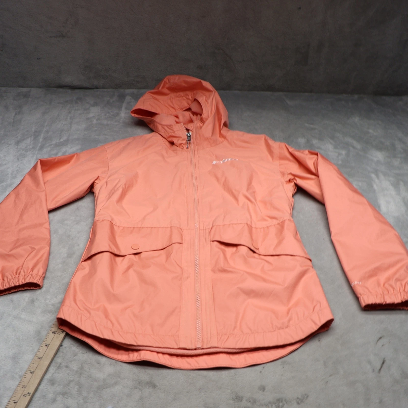 Columbia Jacket Girls Large Pink Rainy Trails Fleece Lined Waterproof Hooded