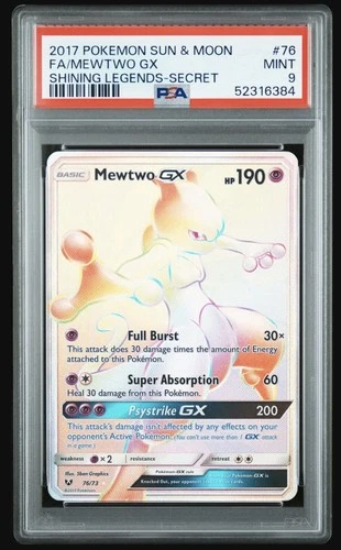 Pokémon TCG Mewtwo GX Secret Rare Shining Legends PSA 9