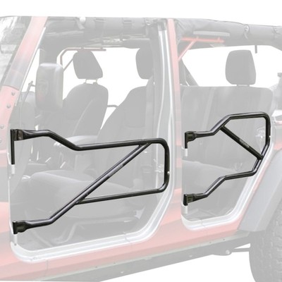 For Jeep Wrangler JK 2018 Steinjager J0031028 Black Front & Rear Tubular Doors