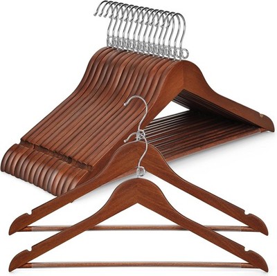 Wooden Hangers 30 Pack, Space Saving Coat Hanger with 360° Swivel Cascading Loop