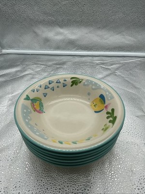 Set of 6 Studio Nova BARRIER REEF Y2310 Soup Cereal Bowls 8  Colorful Fish Beach