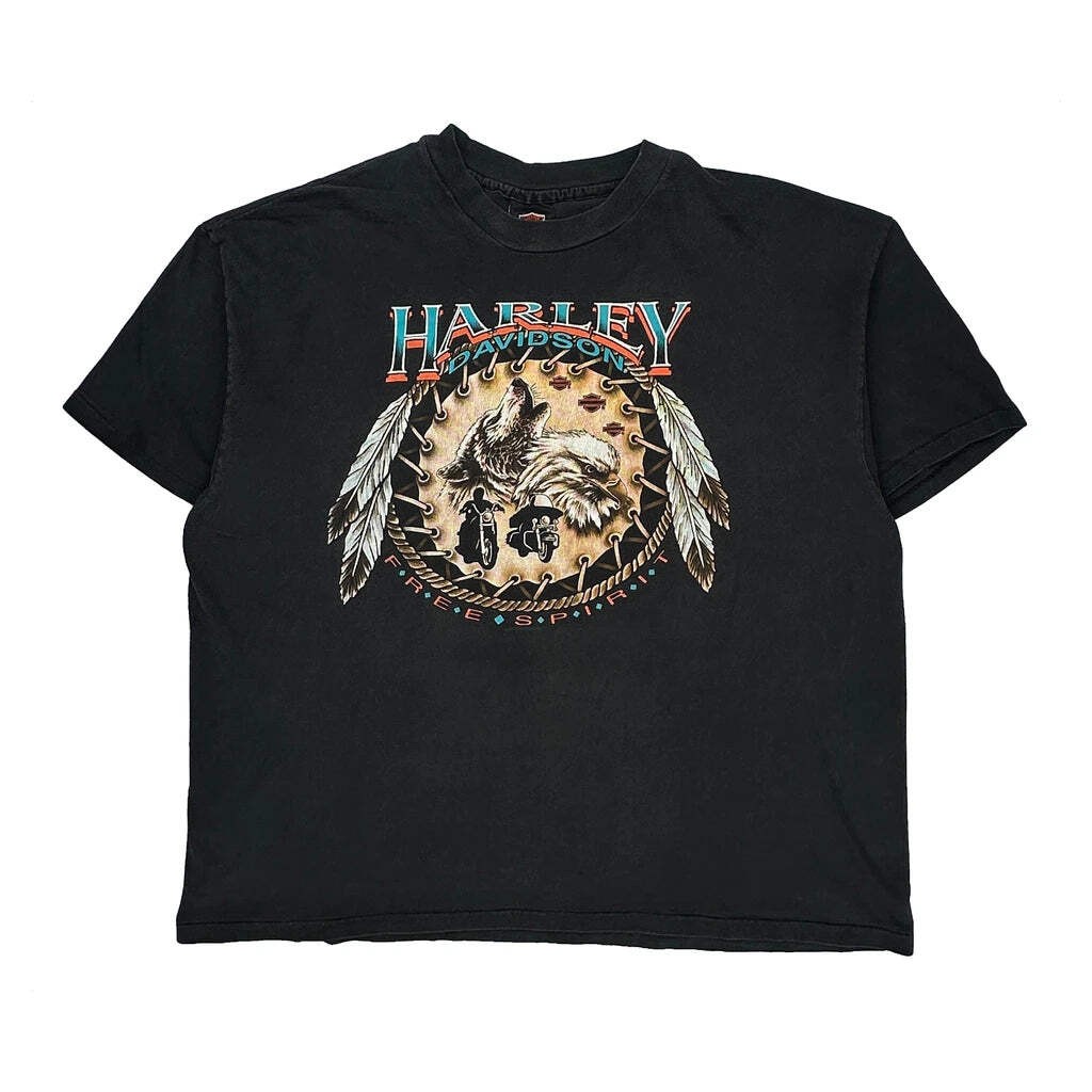 Harley Davidson Graphic T-Shirt - 2XL Black Cotton