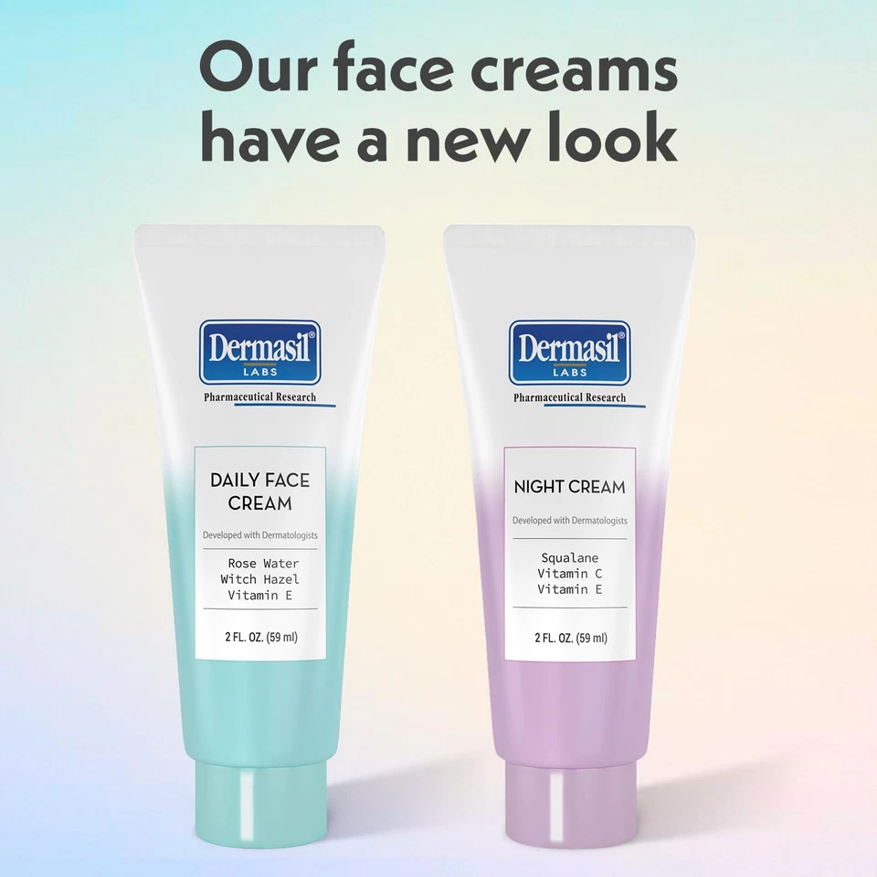 Crema hidratante facial paquete de 2 cremas de día con hamamelis y agua de rosas crema de noche 2 oz Foto 3 de 4