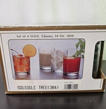 VTG Culver Squiggle Christmas Tree Double Old Fashioned Set 4 Glasses 14oz NIB