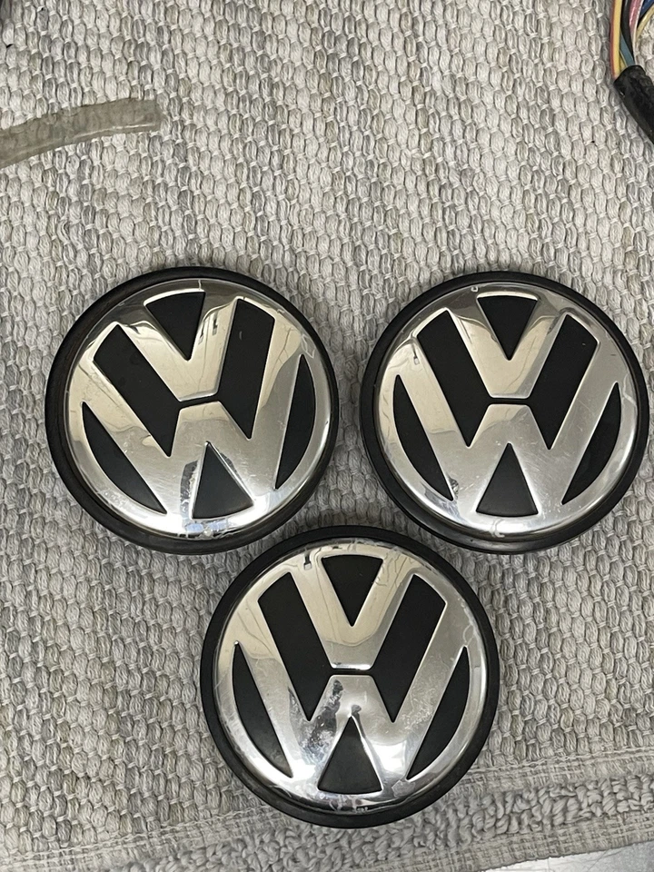 Volkswagen Beetle CC EOS Golf Jetta 3B7 601 171 Wheel Center Caps Set Of 3 VW - Image 2 of 4