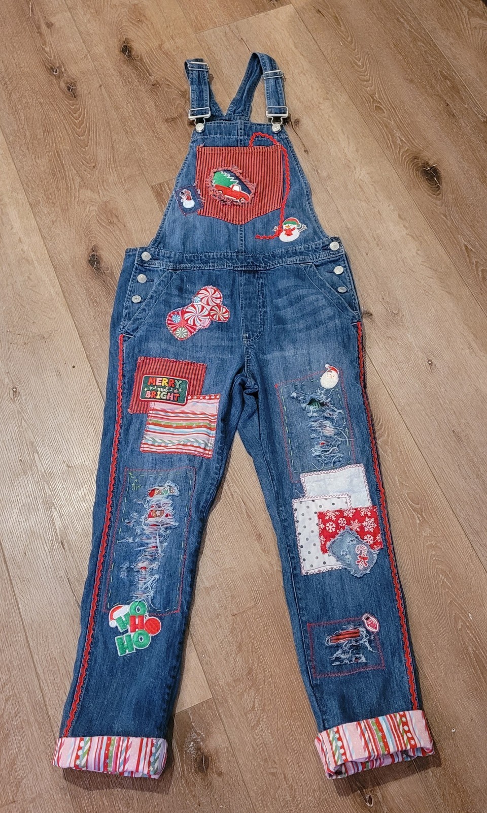 Holiday Patchwork Overalls By ThreadsReclaimed (X… - image 6