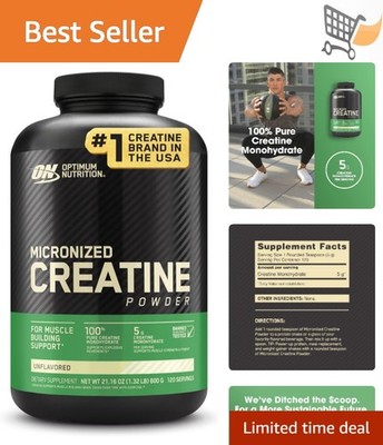 Creatine Monohydrate Powder Unflavored 120 Servings Muscle Growth Endurance