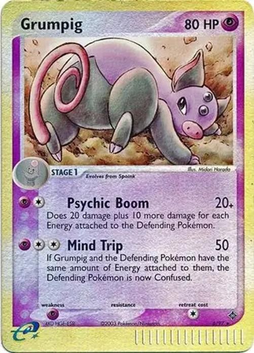 Grumpig - 6/97 - Pokemon Ex Dragon Reverse Holo Rare Card NM