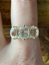 Natural Yellow Labradorite Sterling Silver Ring Size 9