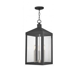 Livex Lighting 20587-04 Black Nyack 3 Light Outdoor Pendant Lantern, 24.00x10.50