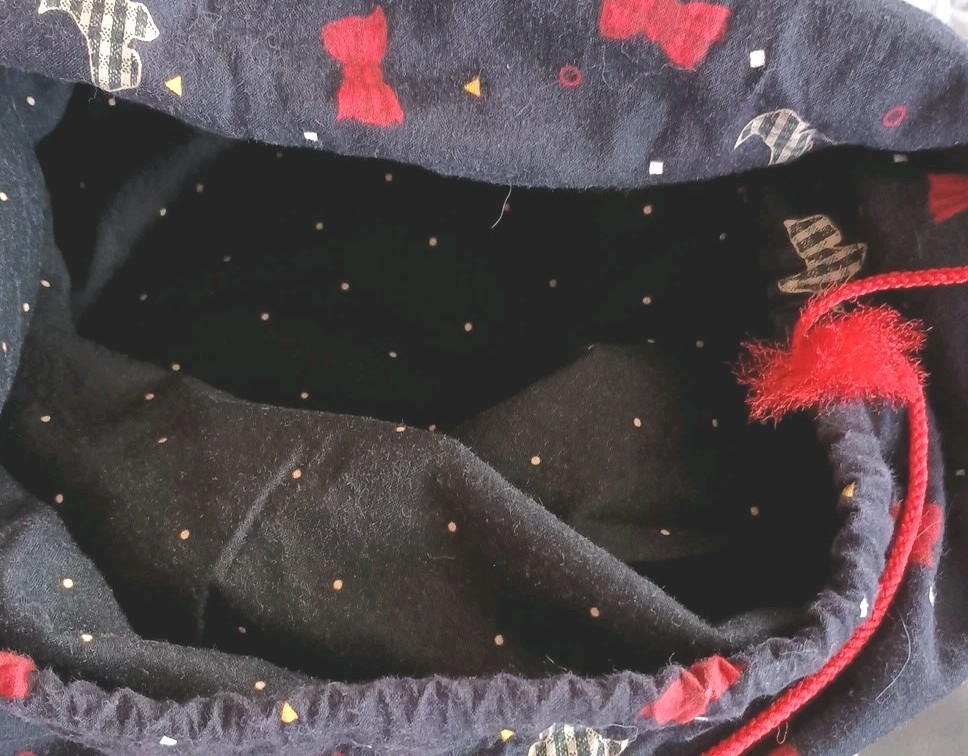 Handmade Patchwork Drawstring Bag Bows & Dogs, Mu… - image 9