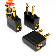 Eanetf Airplane Headphone Adapter, Gold Plated Dual 3.5mm Male to BLACK