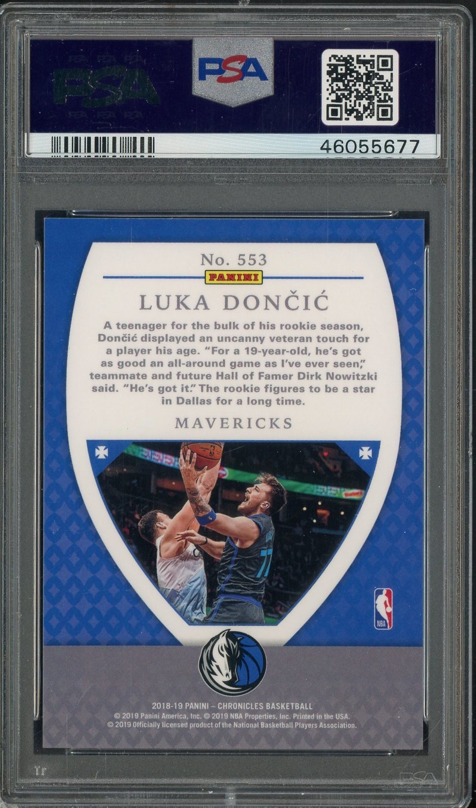 2018 Panini Chronicles #553 Luka Doncic RC Rookie Crusade PSA 10 GEM MINT view 2