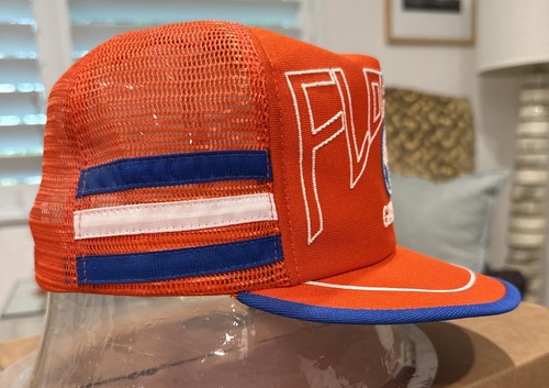 Vintage Florida Alligatoren Mütze Kappe 3 Streifen orange blau Netz Trucker USA - Bild 3 von 9