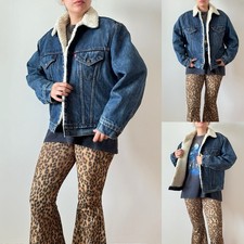 70s vintage Levis type 3 trucker blue denim lined sherpa jacket made in USA 44 L
