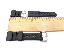 NOS Speidel 16mm Black Rubber Watch Band Strap Silver Tone Buckle W9